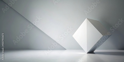 Wide-Angle minimalist geometric abstract art with white shape