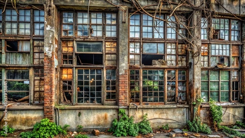 Wallpaper Mural A Wall of Windows, Timeworn and Weathered, Speaks of a Past Era of Industry, Now Silent and Empty Torontodigital.ca