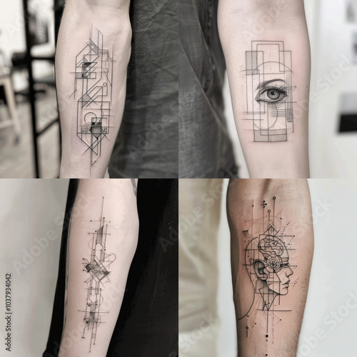 Geometric tattoo design about mental health
