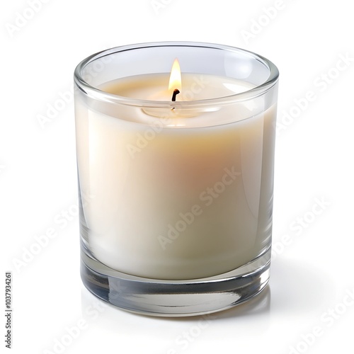 white candle in glass