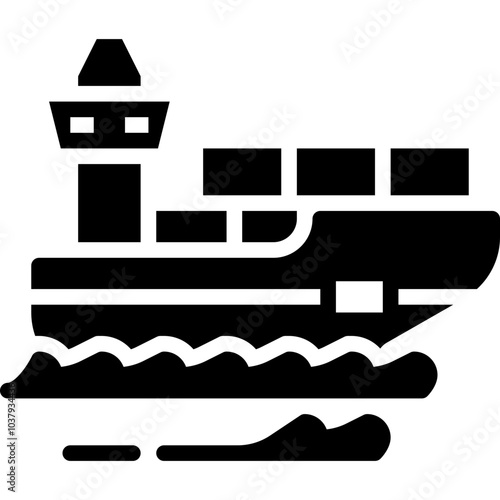 cargo ship or freighter for shipping goods  solid or symbol icon