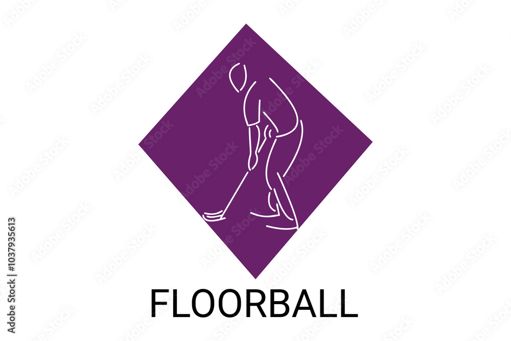 floorball sport vector line icon. an athlete playing floorball. sport pictogram, vector illustration. floorball sport vector line icon. an athlete playing floorball. sport pictogram, vector illustration.