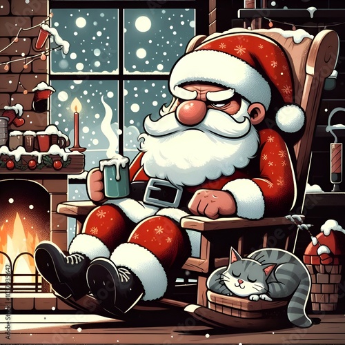 grumpy old man in rocking chair at xmas