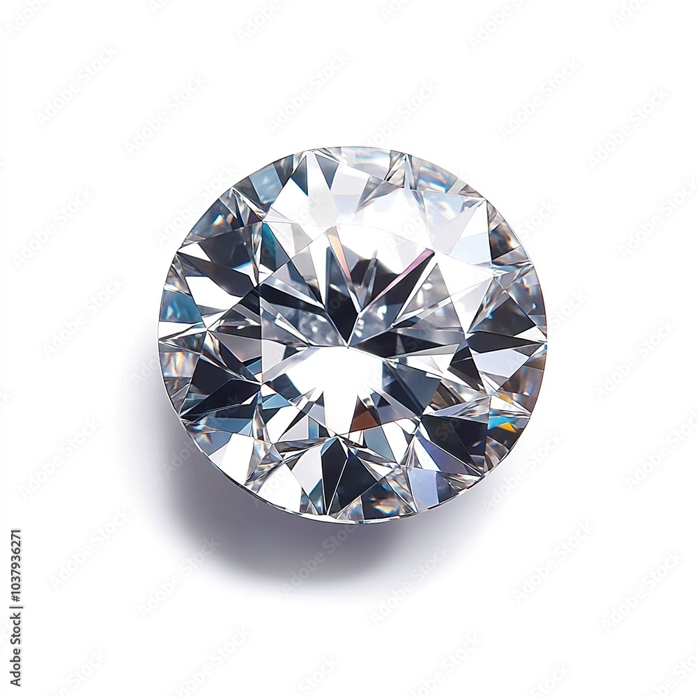 A round solitaire diamond, high-quality cut, bright sparkle, isolated on white background A round solitaire diamond, high-quality cut, bright sparkle, isolated on white background