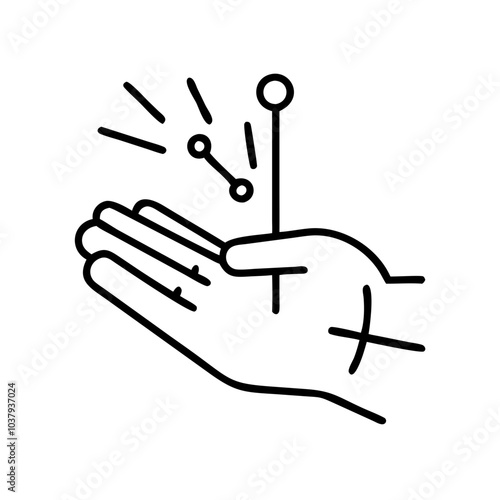 hand with acupuncture needles showing pain icon for healthcare illustration