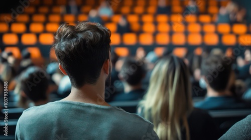 Wallpaper Mural A man sits in a theater with a crowd of people Torontodigital.ca