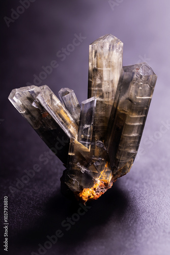 This black gypsum crystal exhibits striking color and unique formations, captivating mineral collectors and enthusiasts with its natural beauty and elegance. photo