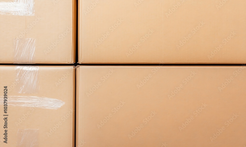 Fototapeta premium stack of cardboard boxes used for shipping and logistics purposes, Generative AI