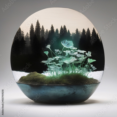 A glowing plant brings nature and light together in serene elegance.