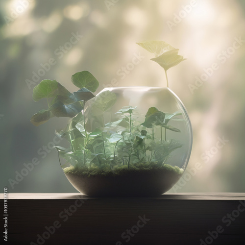 A glowing plant brings nature and light together in serene elegance.