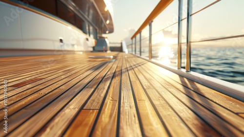 Background texture of teak wood deck. wood decking on a luxury yacht. Yachting concept photo