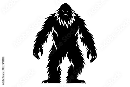 A bigfoot silhouette black vector illustration