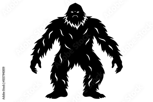 A bigfoot silhouette black vector illustration