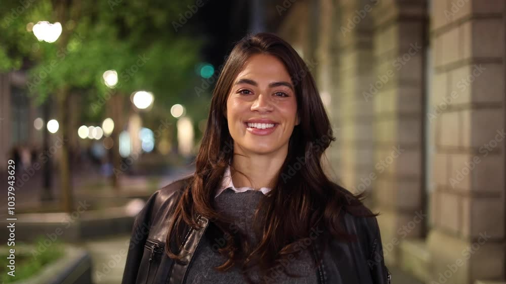 Young woman enjoying a night out downtown Young woman enjoying a night out downtown