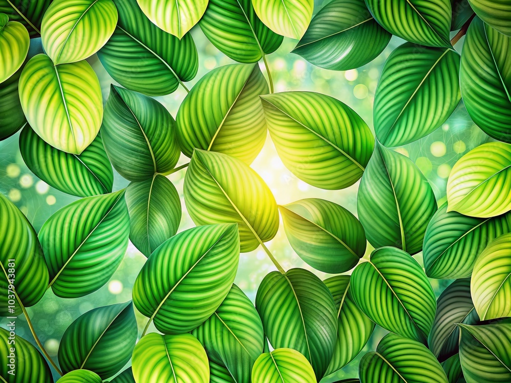 Fototapeta premium This elegant design features seamless tropical green leaves on a clean white background, ideal for nature-inspired