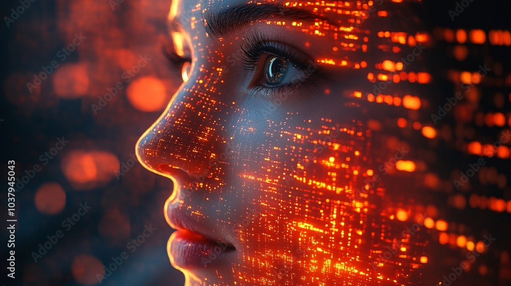 Futuristic Interface with Glowing Chatbot Elements Futuristic Interface with Glowing Chatbot Elements