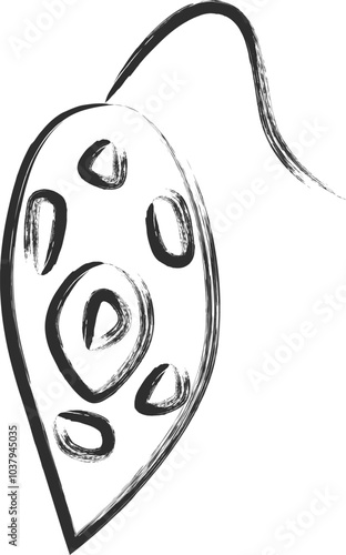 筆書き微生物単品アイコン　ミドリムシ