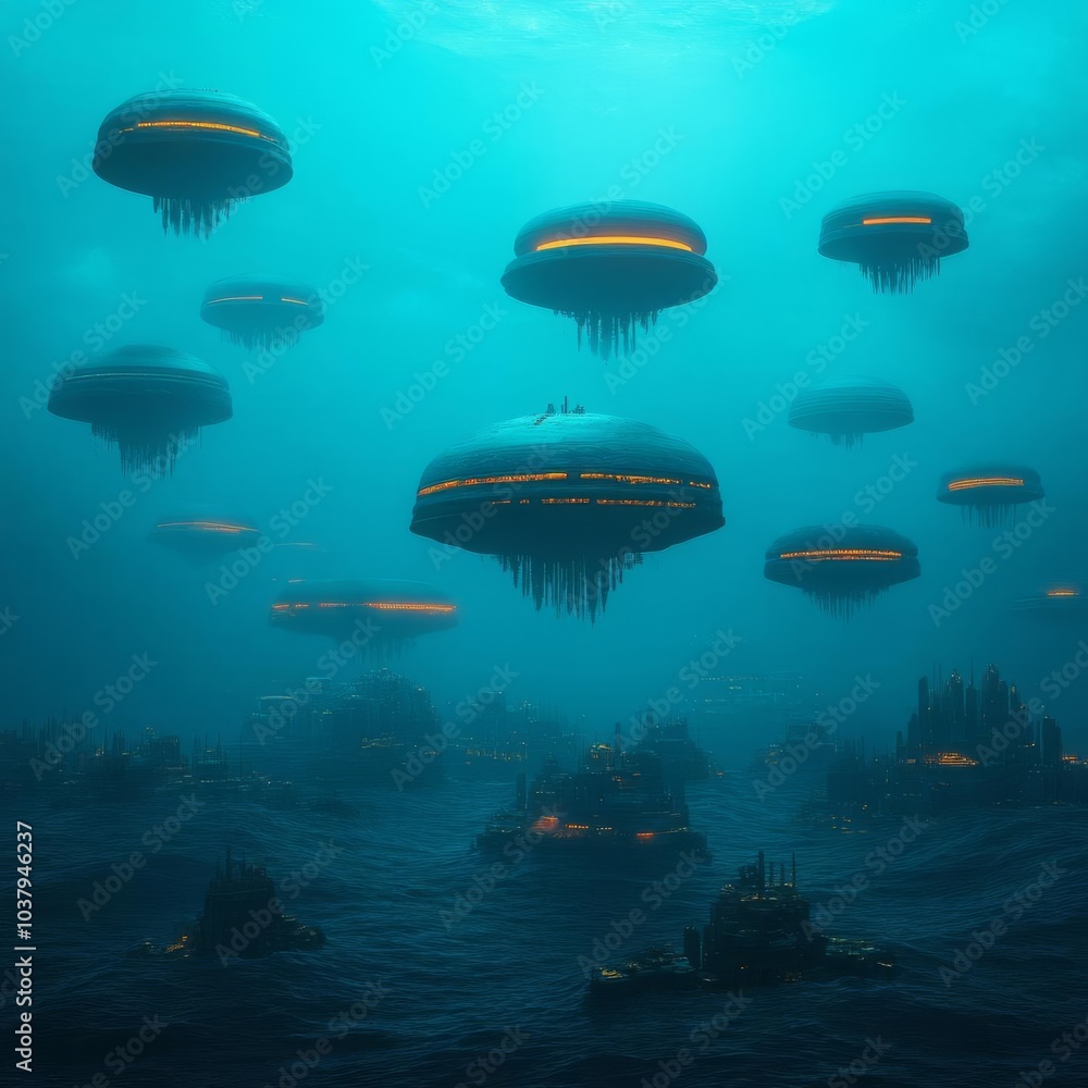 Human colony on an ocean world with massive underwater cities Human colony on an ocean world with massive underwater cities