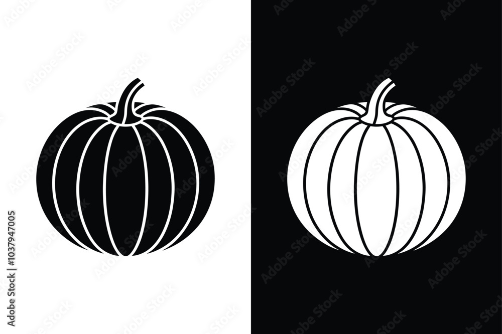 Minimalist Pumpkin Icon. Flat Silhouette Design for Vegetable Illustration Minimalist Pumpkin Icon. Flat Silhouette Design for Vegetable Illustration