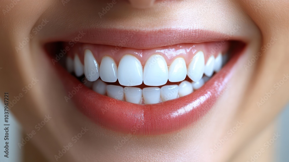 Obraz premium A woman with a white smile showing her teeth