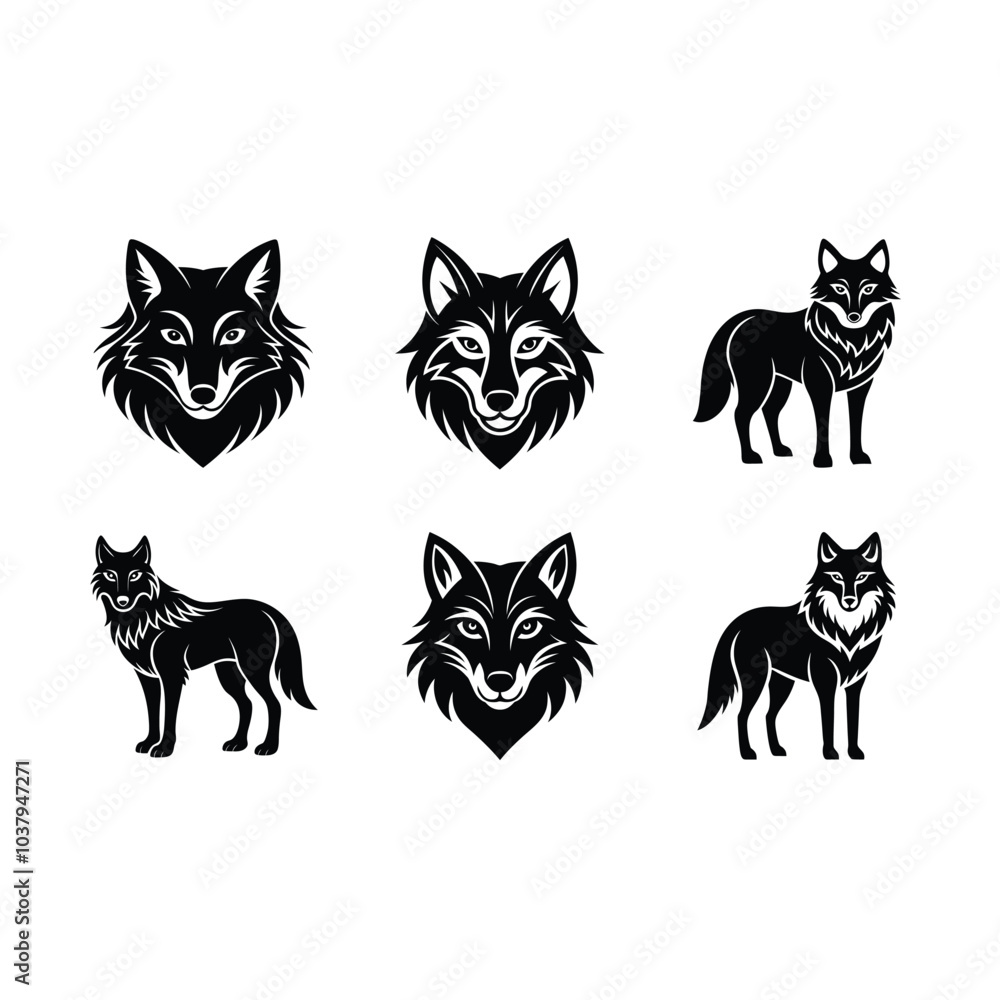 Obraz premium Bold wolf vector illustration perfect for logos, prints, and digital designs