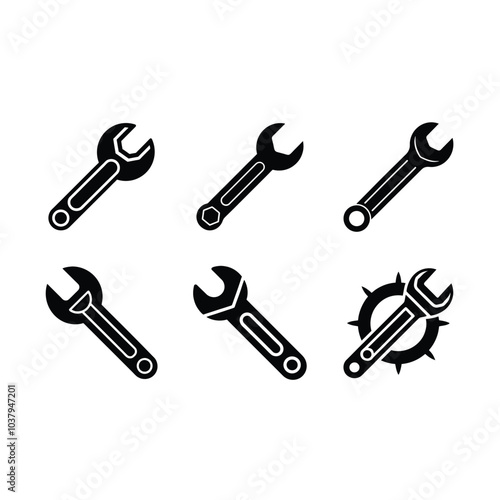 Industrial wrench construction vector illustration for tool, repair, and engineering designs