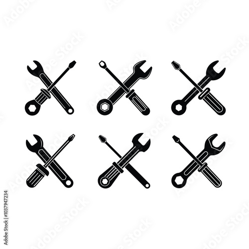 Wrench and screwdriver vector icon for DIY, repair, and maintenance projects photo