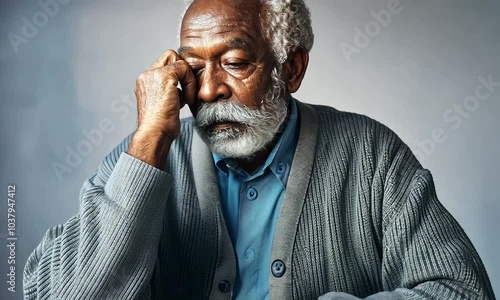 portrait of an elderly man, sad and depressed