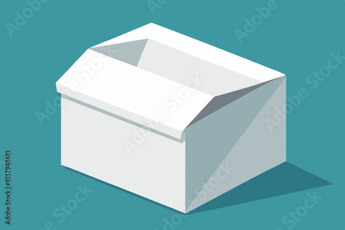 3d White blank cardboard box with flip top, realistic stock vector illustration photo