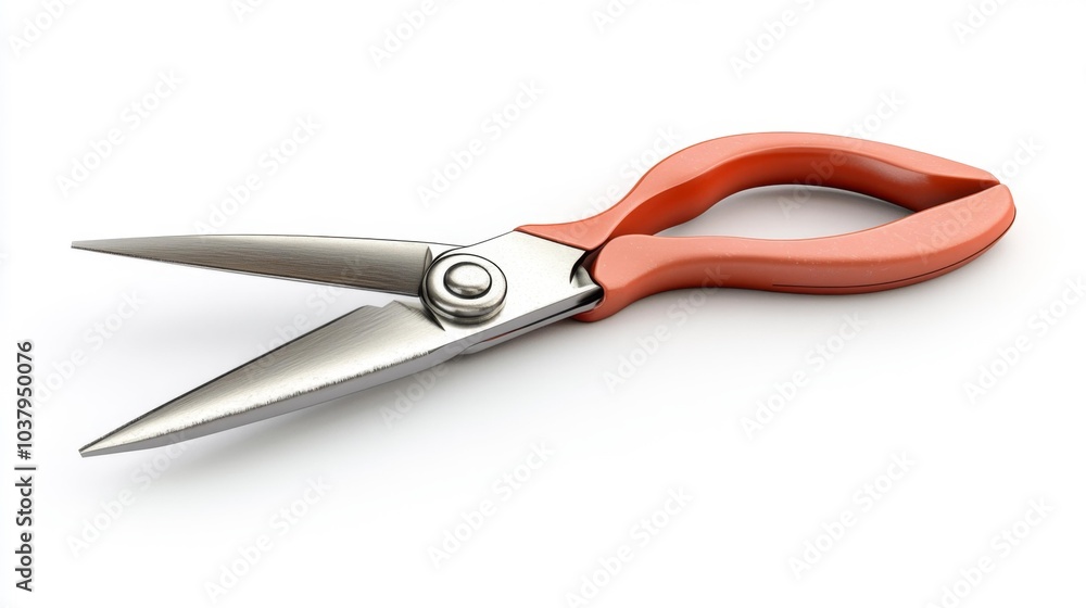 Obraz premium Pruning Shears with Coral Handle on a White Background. Generative AI
