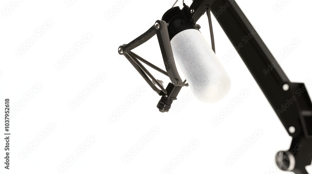 Naklejka premium Professional Audio Recording Studio Equipment with Microphone for Podcast or Music