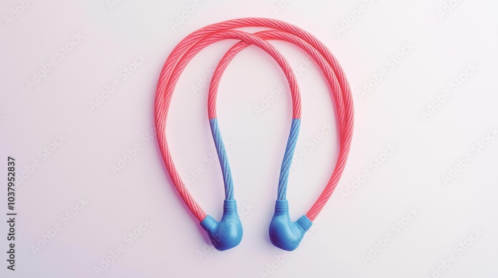 Bright pink and blue jump rope isolated on white background for fitness and exercise enthusiasts showcasing durable material and ergonomic handles perfect for high-performance workouts. Generative AI Bright pink and blue jump rope isolated on white background for fitness and exercise enthusiasts showcasing durable material and ergonomic handles perfect for high-performance workouts. Generative AI