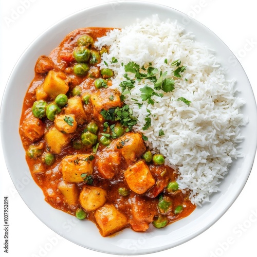 a gorgeous plate with a typical vegetarian dish from Indian cuisine