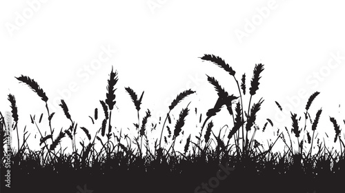  A field of wheat waving in the wind. silhouette illustration 