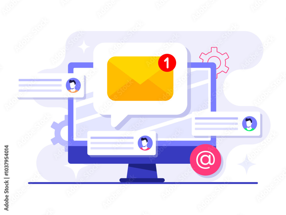 Email marketing flat illustration vector concept, Online business strategy, Advertising, Email newsletter, messaging, Marketing material concept for landing page, web banner, social media, infographic Email marketing flat illustration vector concept, Online business strategy, Advertising, Email newsletter, messaging, Marketing material concept for landing page, web banner, social media, infographic