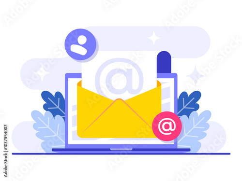 Email marketing flat illustration vector concept, Online business strategy, Advertising, Email newsletter, messaging, Marketing material concept for landing page, web banner, social media, infographic