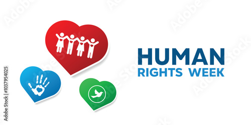 Human Rights Week. Great for cards, banners, posters, social media and more. White background. 
