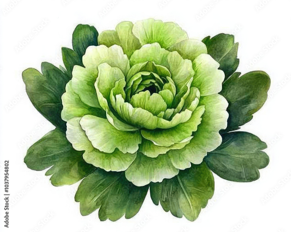 Obraz premium A vibrant green ornamental cabbage with layered leaves, perfect for adding a touch of nature to any design or project.