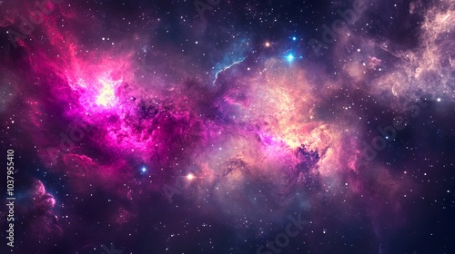 A vibrant cosmic scene filled with colorful nebulae and stars, showcasing the beauty of the universe.