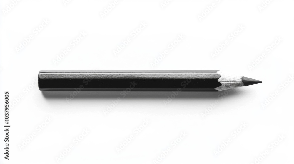 Single Black Pencil Isolated on a White Background. Generative AI Single Black Pencil Isolated on a White Background. Generative AI