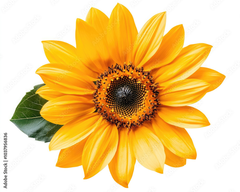 Obraz premium Bright and vibrant sunflower showcasing its stunning yellow petals and textured center, perfect for adding warmth to any design.