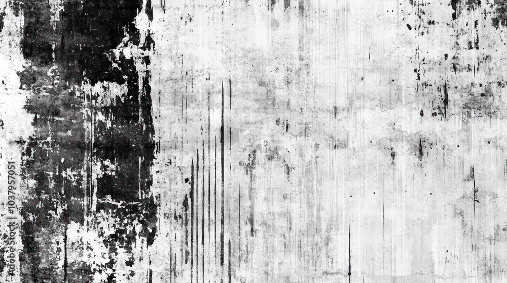 Fototapeta premium Abstract black and white textured background with varying patterns and contrasts.