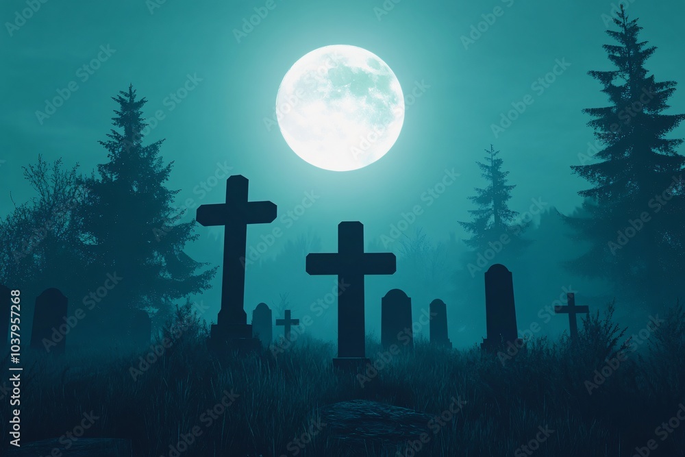 cemetery in the night cemetery in the night