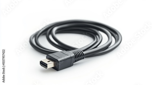 High-quality power cord with modern connectors on a white background suitable for electronic devices and peripherals. Generative AI