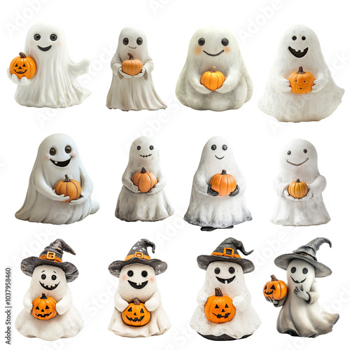 Cute Ghosts with Pumpkins for Halloween Decor