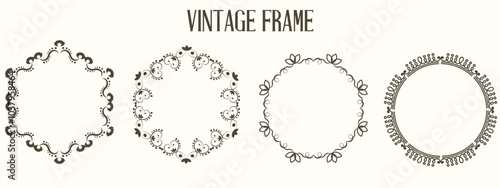 Set of beautiful circle Vintage Frame isolated white. Floral round Vintage Frames template design collection. Vector illustration can used social media stories highlights design.