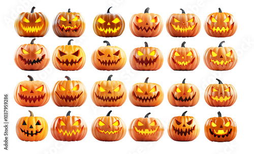 Festive Halloween Pumpkin Collection with Varied Faces