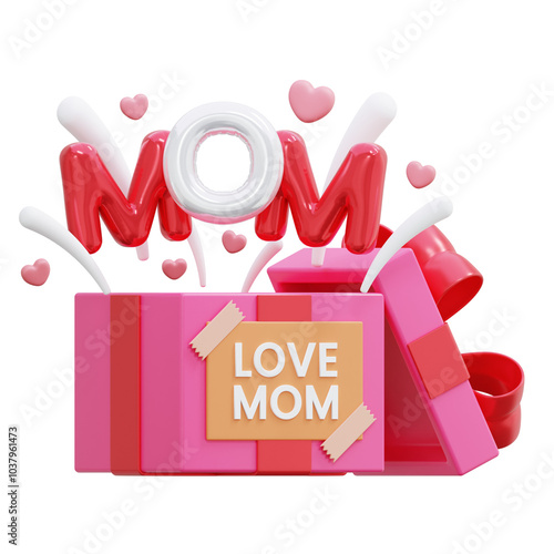  mothers day suprise 3d icon illustration