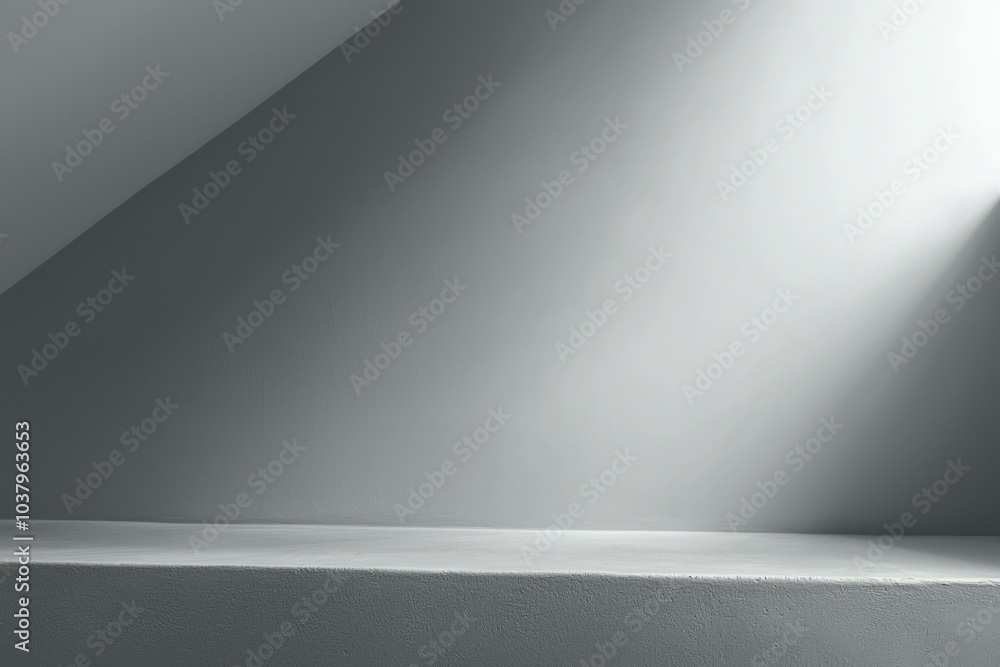 A Gray Wall with a Shelf and a Single Light Beam A Gray Wall with a Shelf and a Single Light Beam
