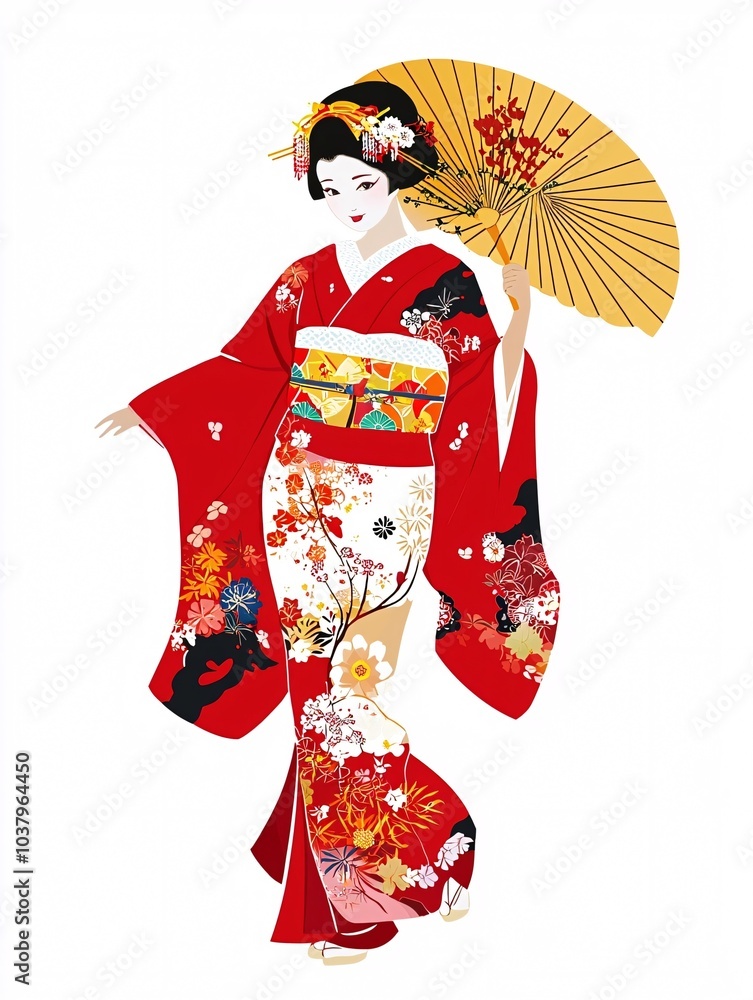 A customizable poster template showcasing traditional kimono patterns, ideal for cultural celebrations, set against a clean white backdrop. A customizable poster template showcasing traditional kimono patterns, ideal for cultural celebrations, set against a clean white backdrop.